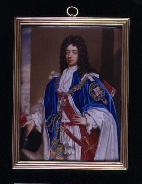 Retrato en miniatura de John Manners, 2º Duque de Rutland en túnicas de la Orden de la Jarretera, c.1715 de Charles Boit