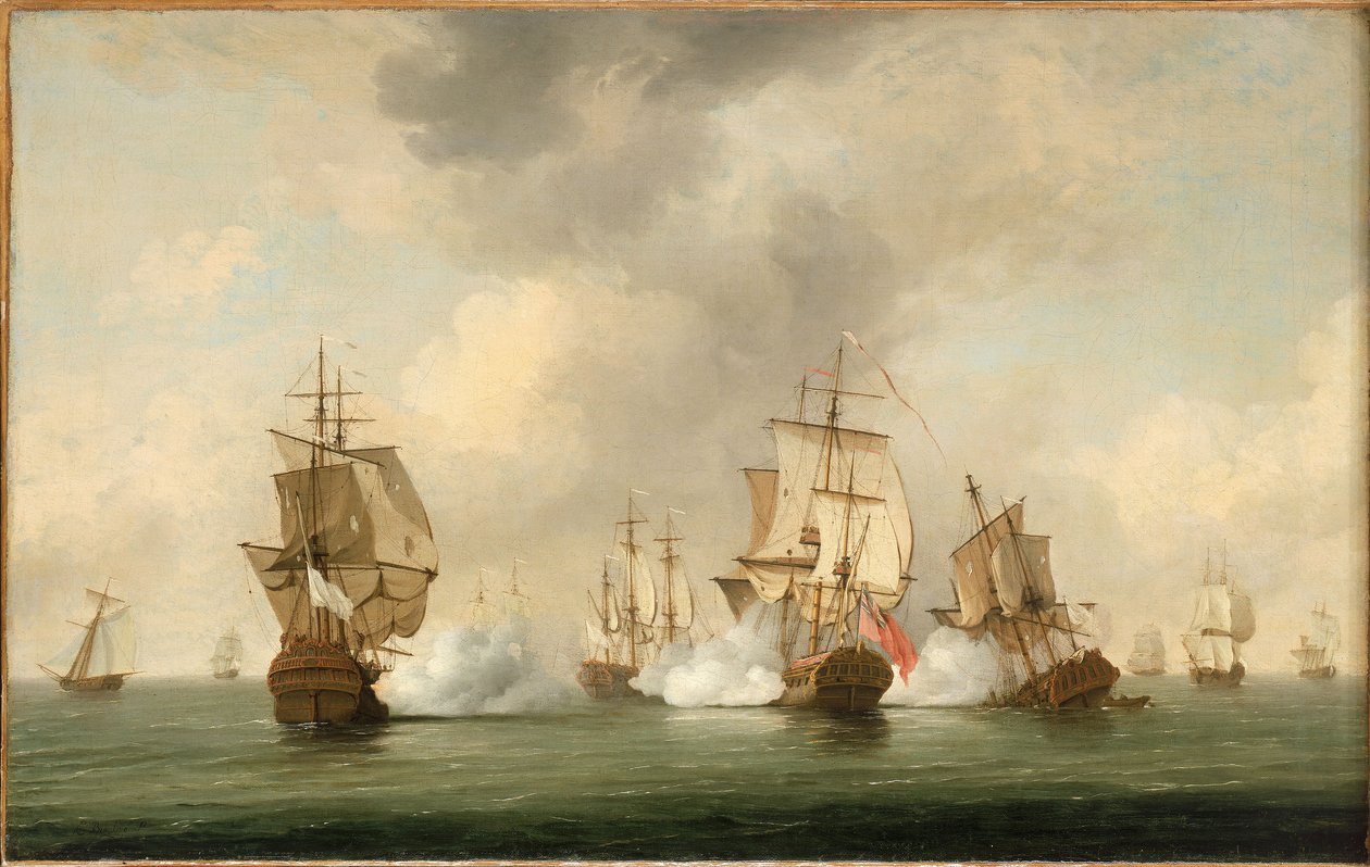 Acción del comodoro Walker: el corsario "Boscawen" se enfrenta a una flota de barcos franceses, 23 de mayo de 1745 de Charles Brooking