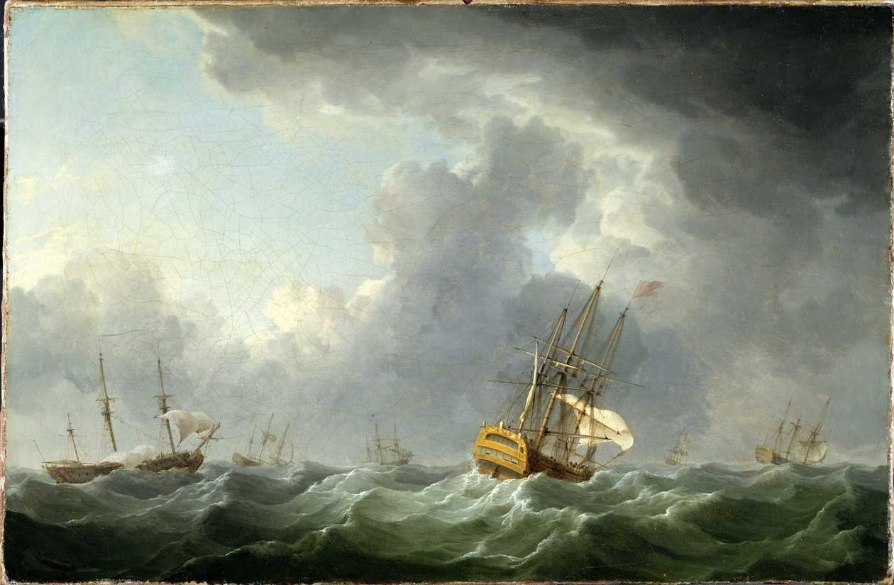 Barcos ingleses navegando antes de una tormenta de Charles Brooking
