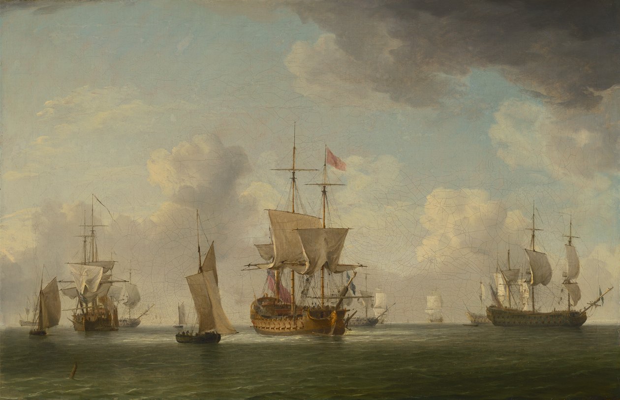Barcos ingleses a vela con brisa muy ligera de Charles Brooking