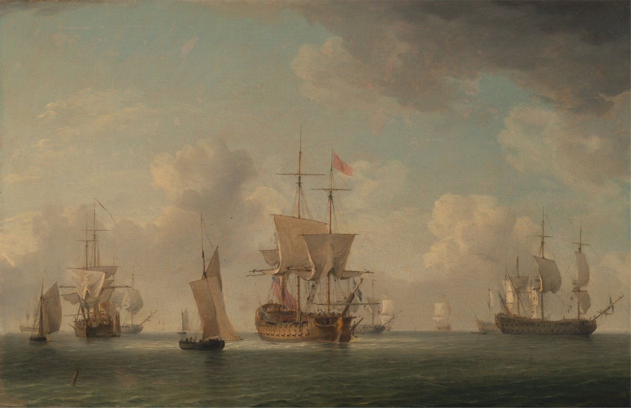 Barcos ingleses a vela con brisa muy ligera de Charles Brooking
