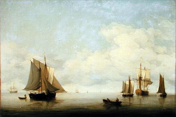 Paisaje marino con embarcaciones (óleo sobre lienzo) de Charles Brooking