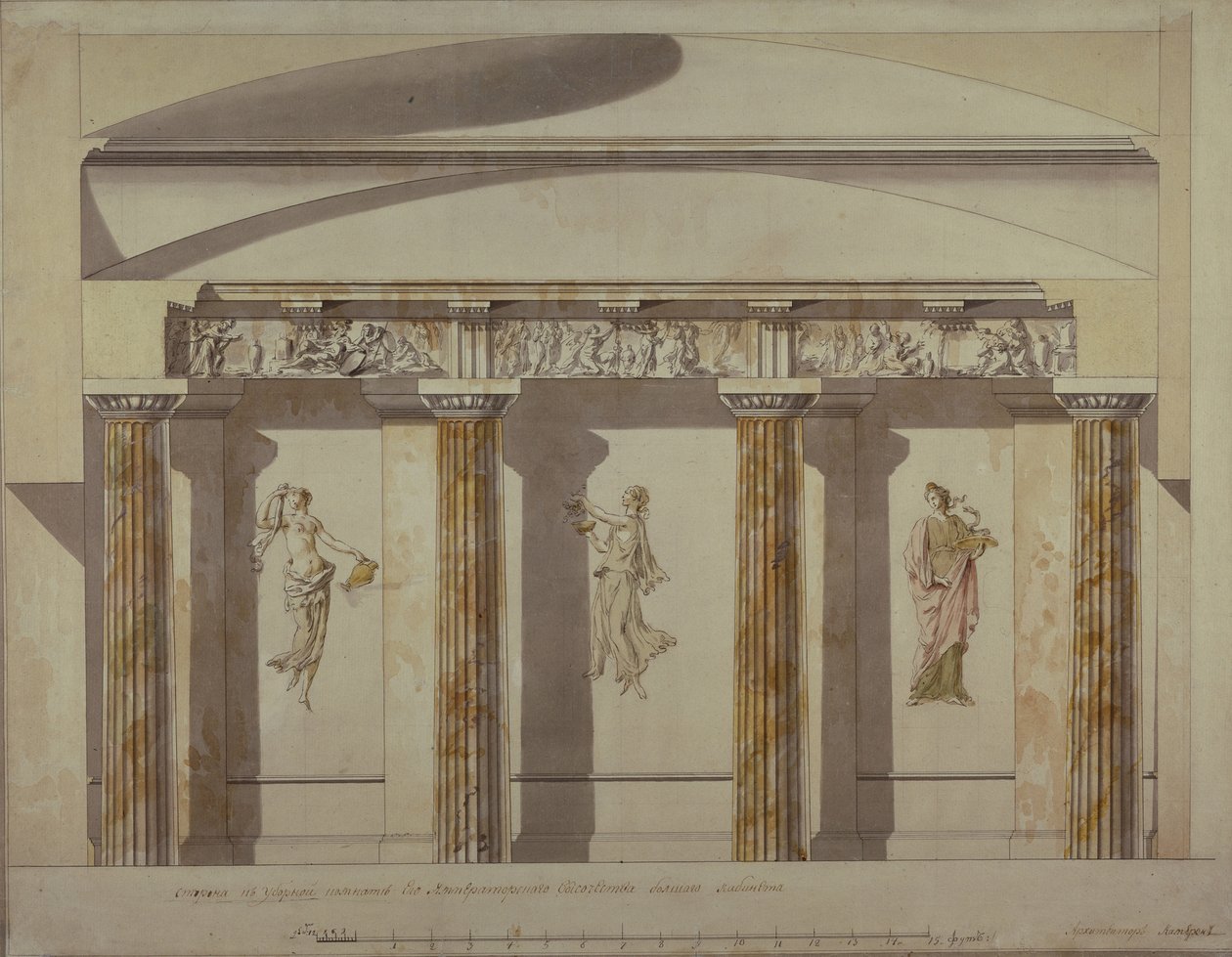 Diseño para el Gran Gabinete en el Palacio de Pavlovsk, principios de la década de 1780 de Charles Cameron