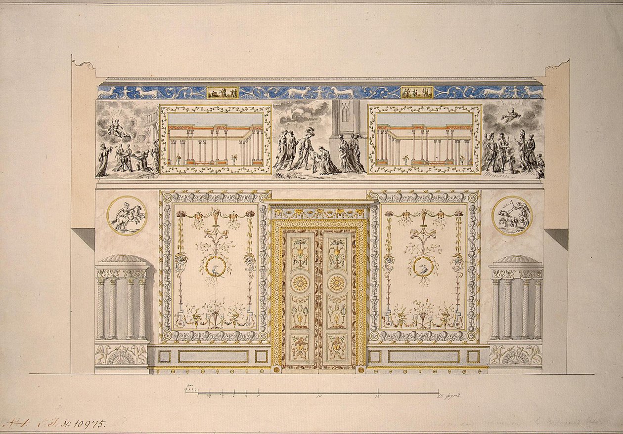 Diseño para el Salón Amarillo del Palacio de Tsarskoye Selo, principios de 1780 de Charles Cameron