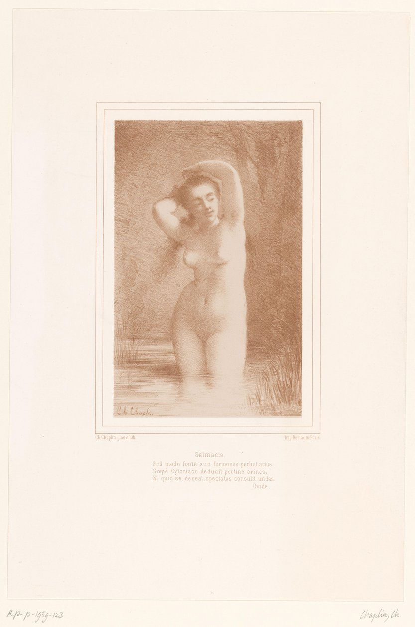 La ninfa del agua Salmacis se ata el pelo
Salmacis (título en el objeto) de Charles Chaplin