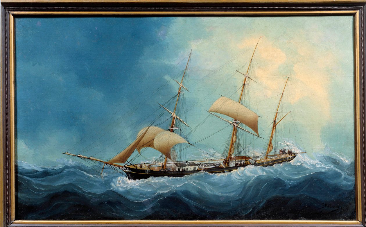 Un velero de tres palos en fuga Pintura de Charles Cheri Dubreuil (Cheri-Dubreuil) (1828-1880) 1865 - Fecamp. Musee Des Terre Neuvas - Un velero de tres palos en fuga. Pintura de Charles Dubreuil (siglo XIX) de Charles Cheri Dubreuil