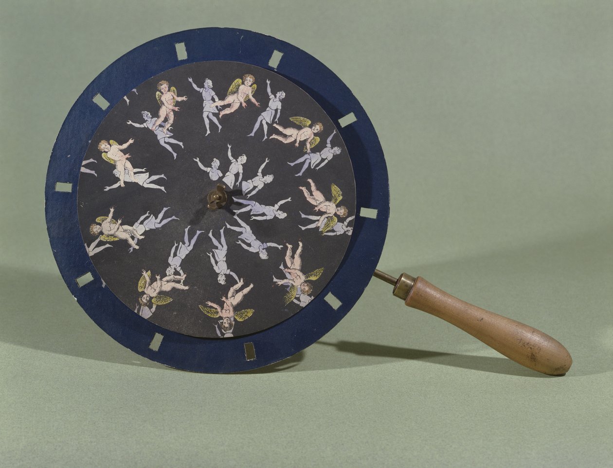 El Fenakistiscopio con una tarjeta de diseño de querubín, 1835 de Charles Chevalier