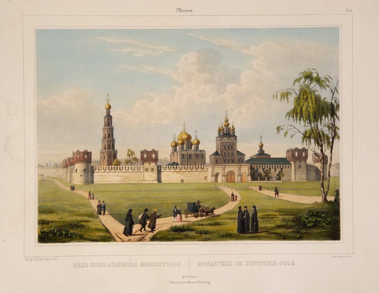 Vista del Convento Novodevichy en Moscú, 1840s de Charles Claude Bachelier