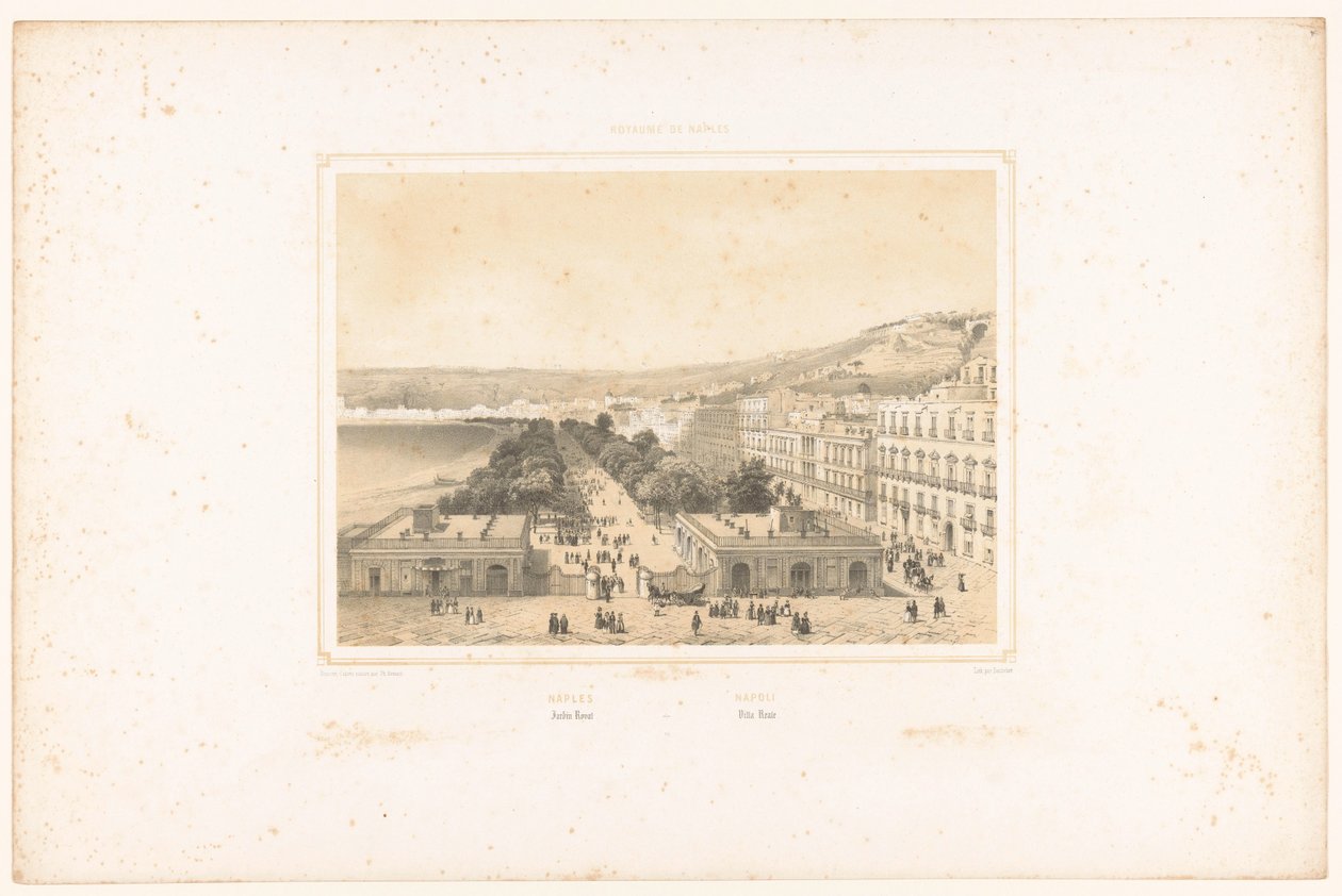 Vista de la Villa Poggio Reale con avenida de árboles en Nápoles
Nápoles. Jardin Royal / Nápoles. Villa Reale (título en el objeto)
Vistas del reino de Nápoles (título de la serie)
Royaume de Naples (título de la serie en el objeto) de Charles Claude Bachelier