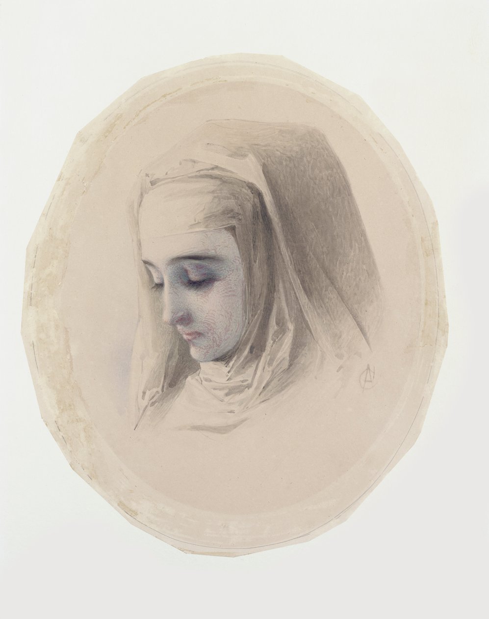 Estudio de cabeza para Pensamientos de convento, 1851 de Charles Collins