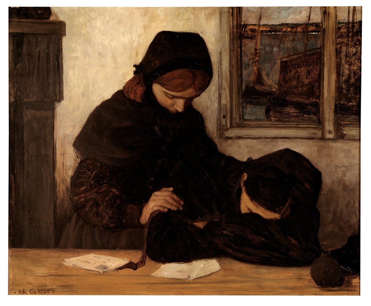 Luto en Ouessant (óleo sobre lienzo) de Charles Cottet