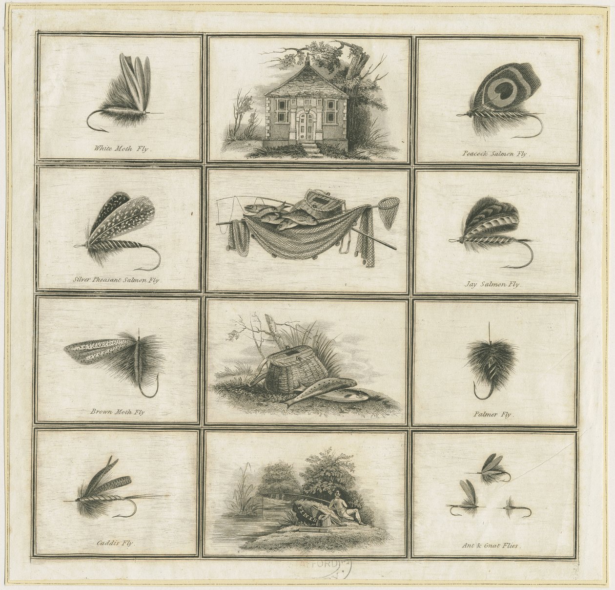 Dovedale - Moscas y anzuelos de Charles Cotton: grabado en plancha de cobre, nd [?s. XIX] (impresión) de Charles Cotton