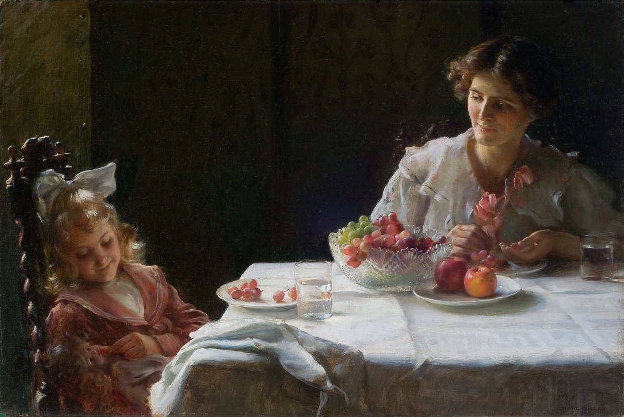 Desayuno para tres 1909 (Óleo sobre lienzo) de Charles Courtney Curran
