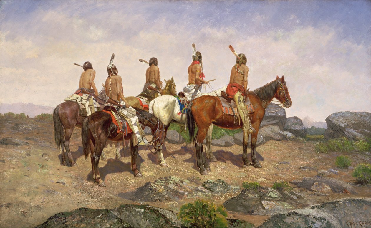 Al acecho, avistando al enemigo (óleo sobre lienzo) de Charles Craig