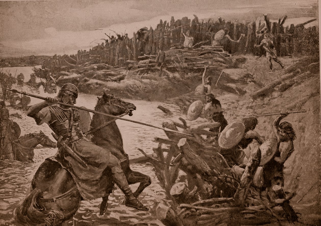 César cruza el Támesis, ilustración de 