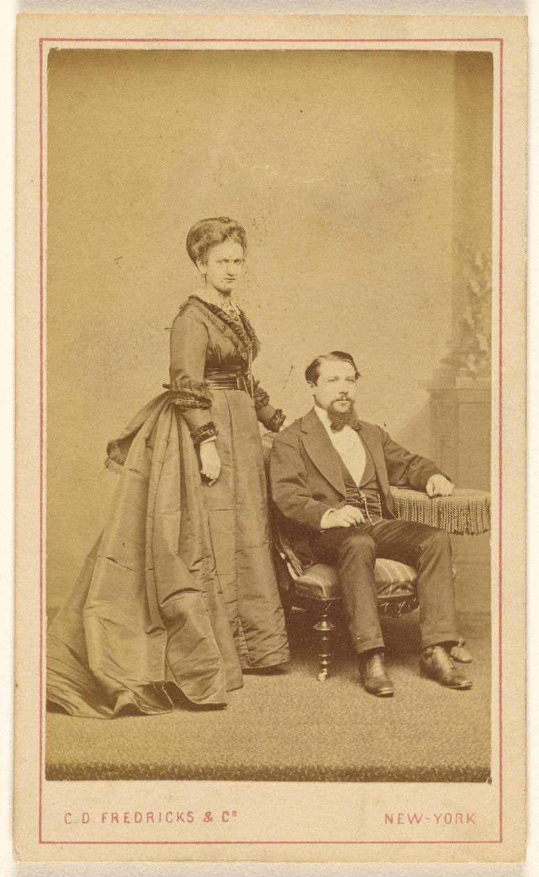 [Pareja no identificada: mujer de pie, hombre con barba Vandyke sentado] de Charles DeForest Fredricks