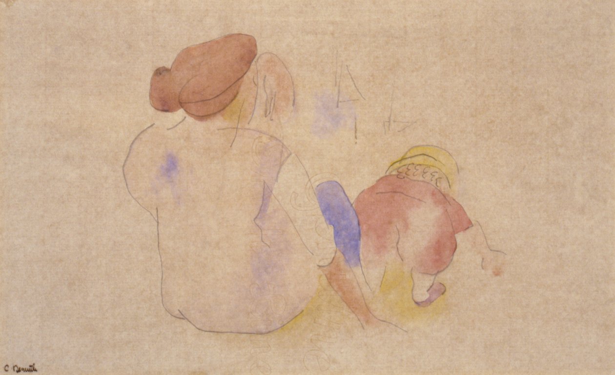 (Mujer con niño en traje rojo) de Charles Demuth