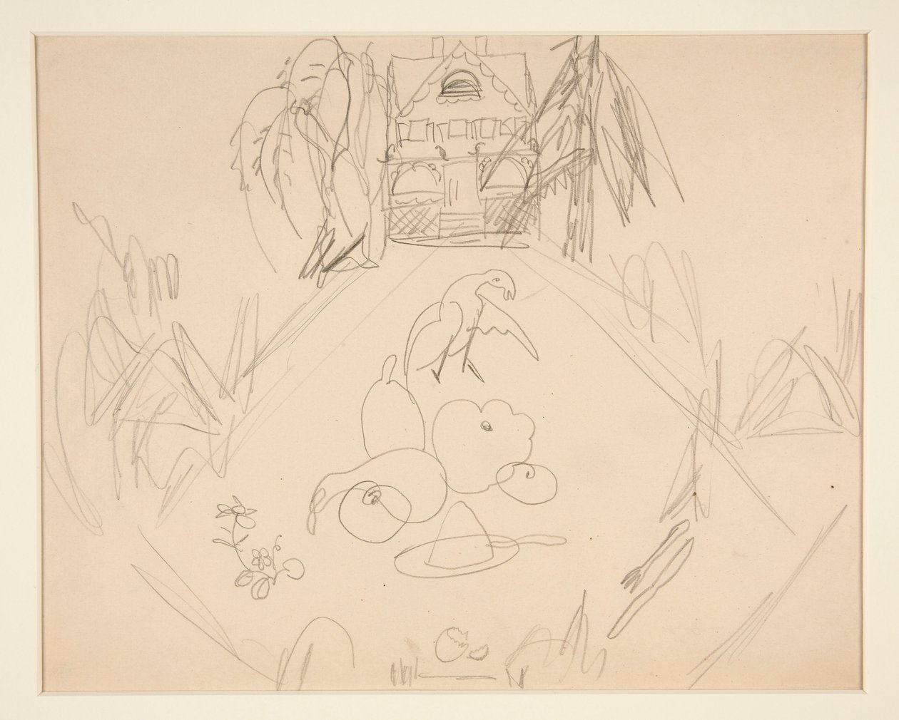 Sin título [palomas, frutas, verduras, casa, notas escritas] de Charles Demuth