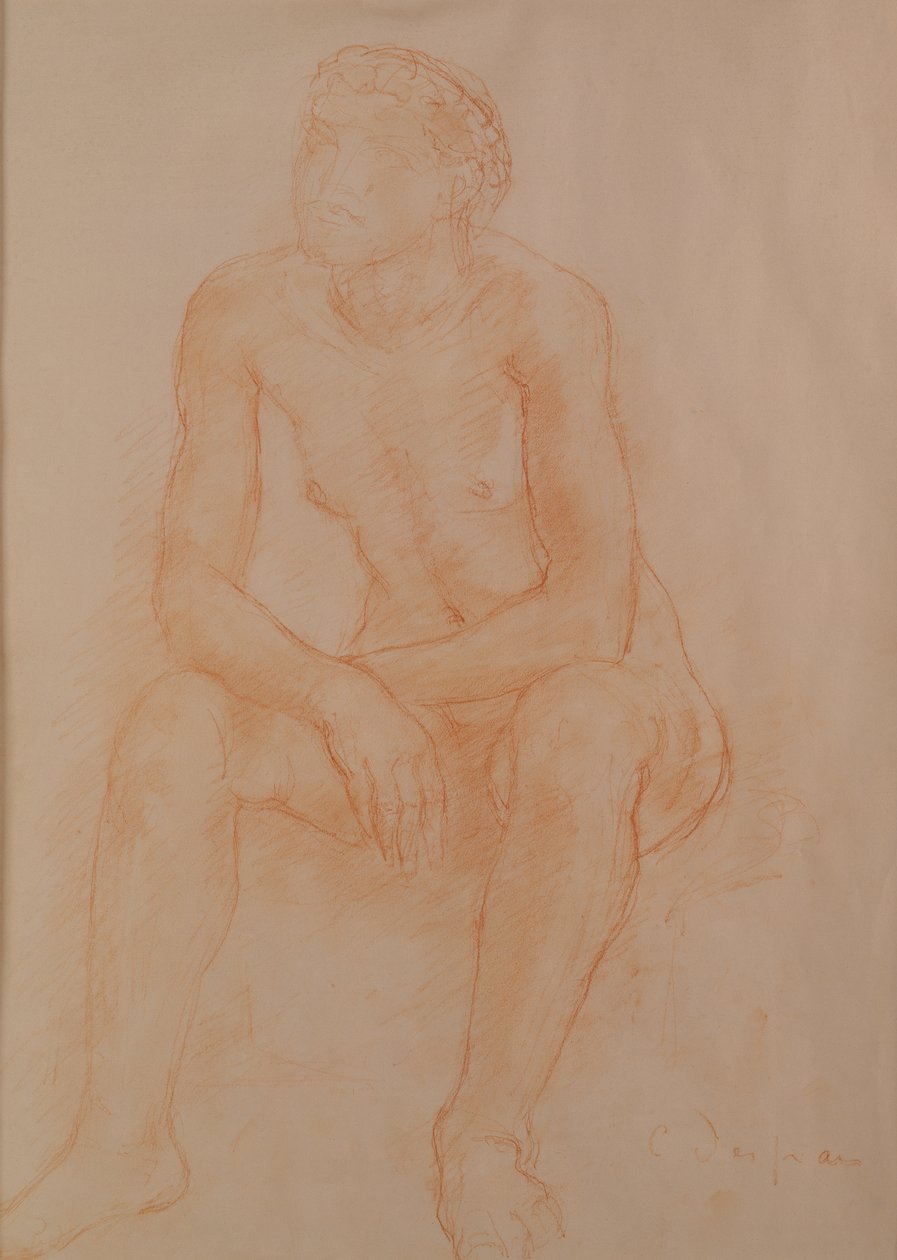 Desnudo sentado (tiza roja sobre papel) de Charles Despiau