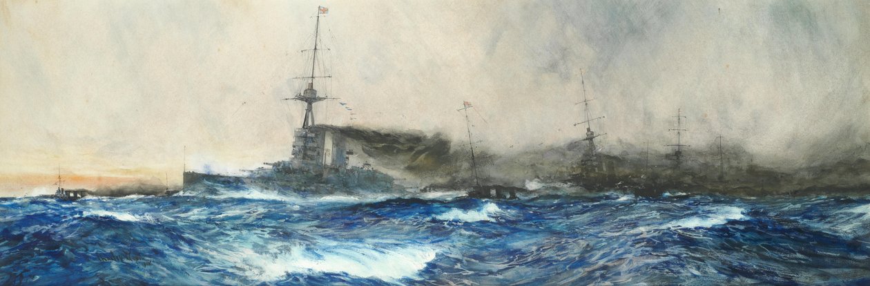 HMS Iron Duke al frente de otros buques capitales de la flota de Charles Dixon
