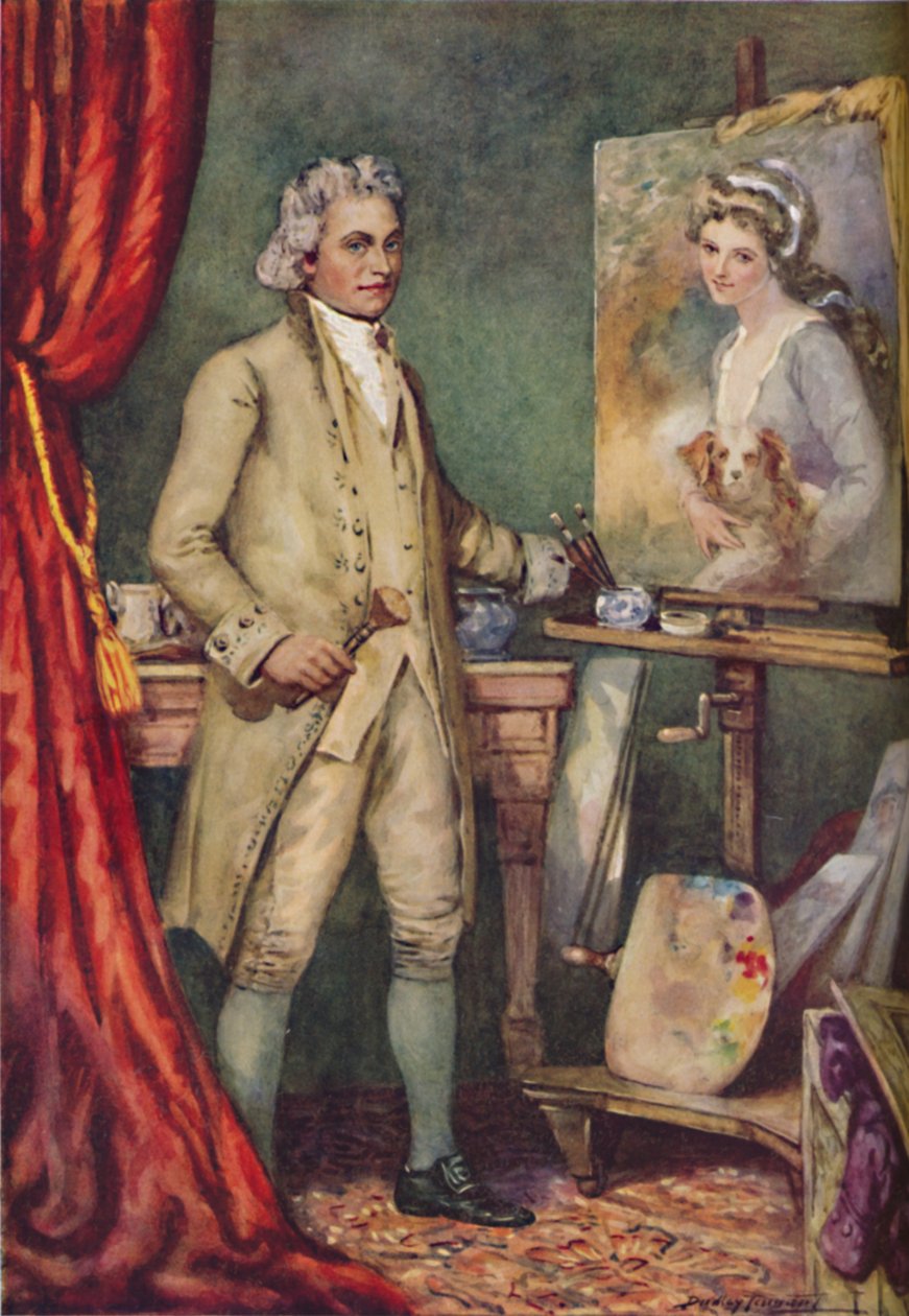 George Romney - Trabajando en un cuadro de su modelo favorito, c. 1925 de Charles Dudley Tennant