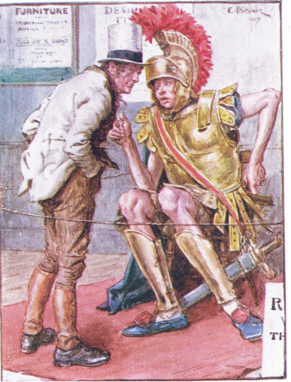 Doctor Marigold, ¿quién es el joven extraño que ronda tus carros? (ilustración de Doctor Marigolds Prescription, 1910) de Charles Edmund Brock