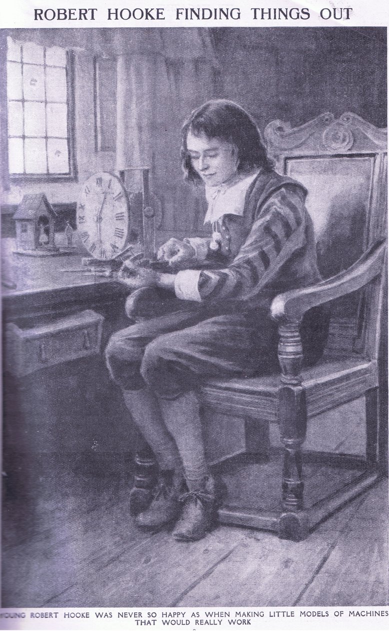 Robert Hooke descubriendo cosas de Charles Edmund Brock