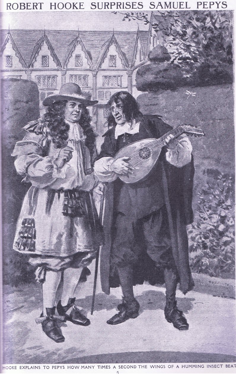 Robert Hooke sorprende a Samuel Pepys de Charles Edmund Brock