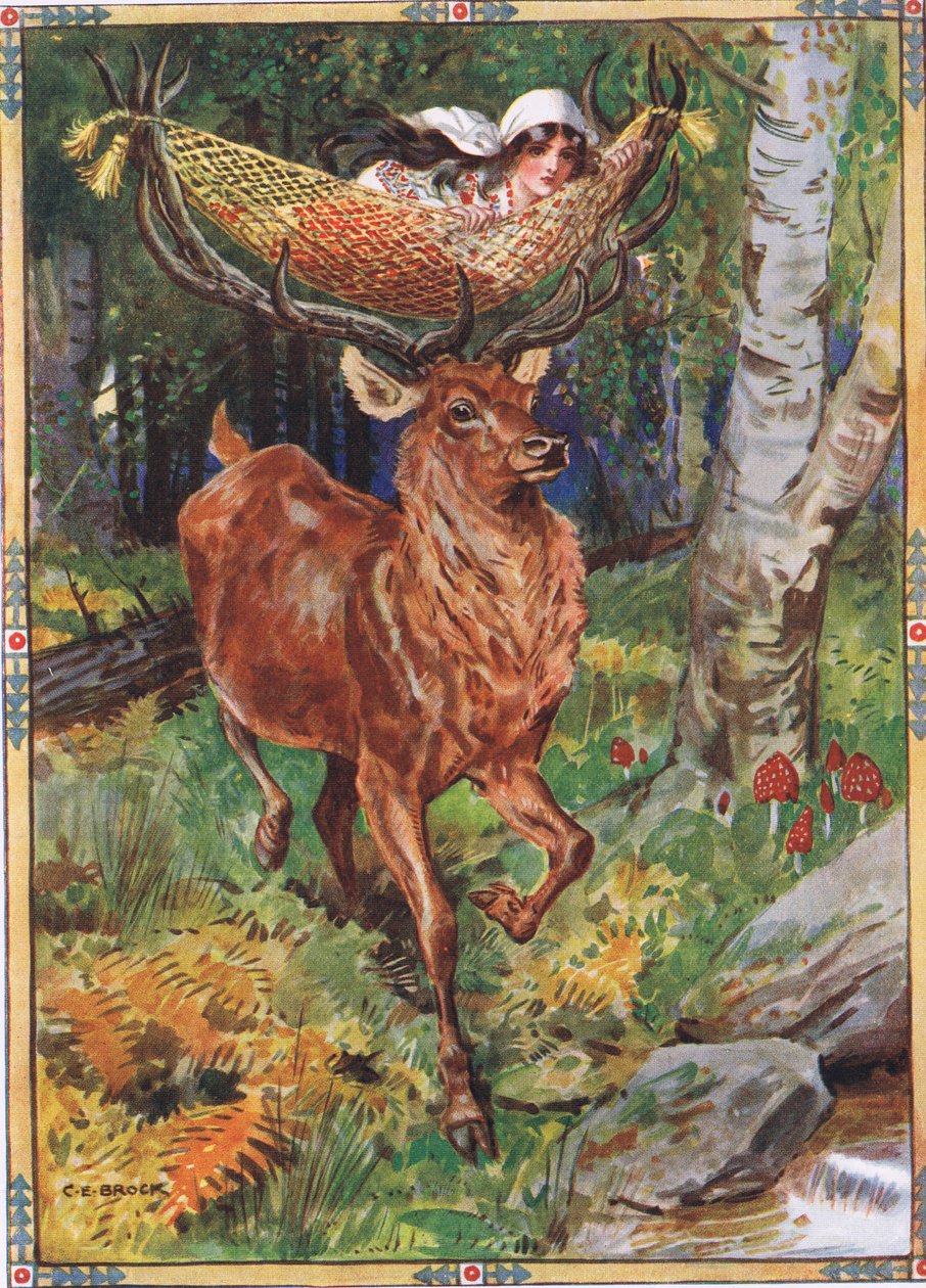 El Ciervo con la Hamaca de Seda en Historias Infantiles de Leyendas Rumanas de Moses Gaster (1856-1939) 1921 de Charles Edmund Brock