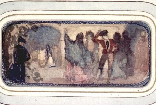 Una escena española: Figuras y edificios de Charles Edward Conder