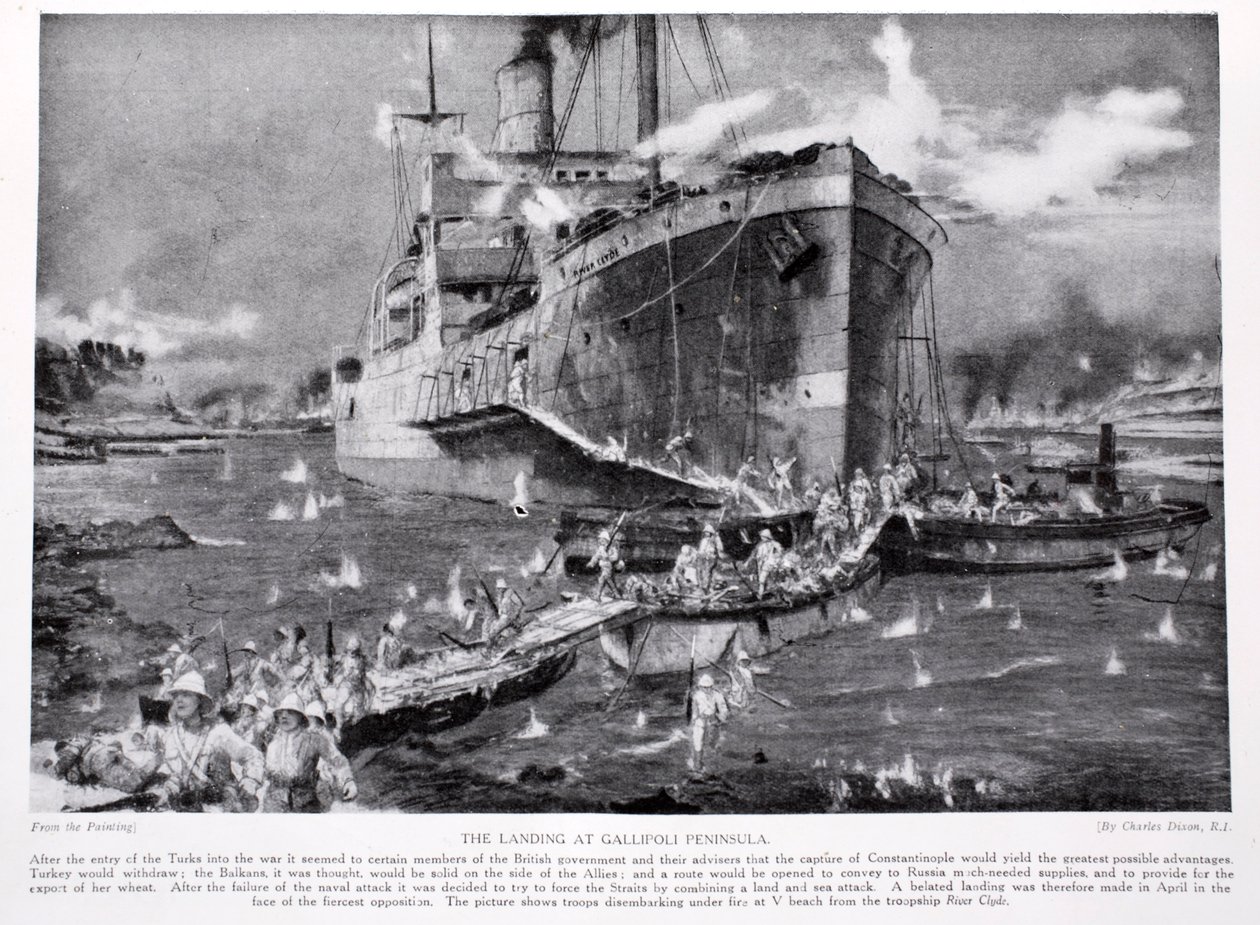El desembarco en la península de Gallipoli, ilustración de 