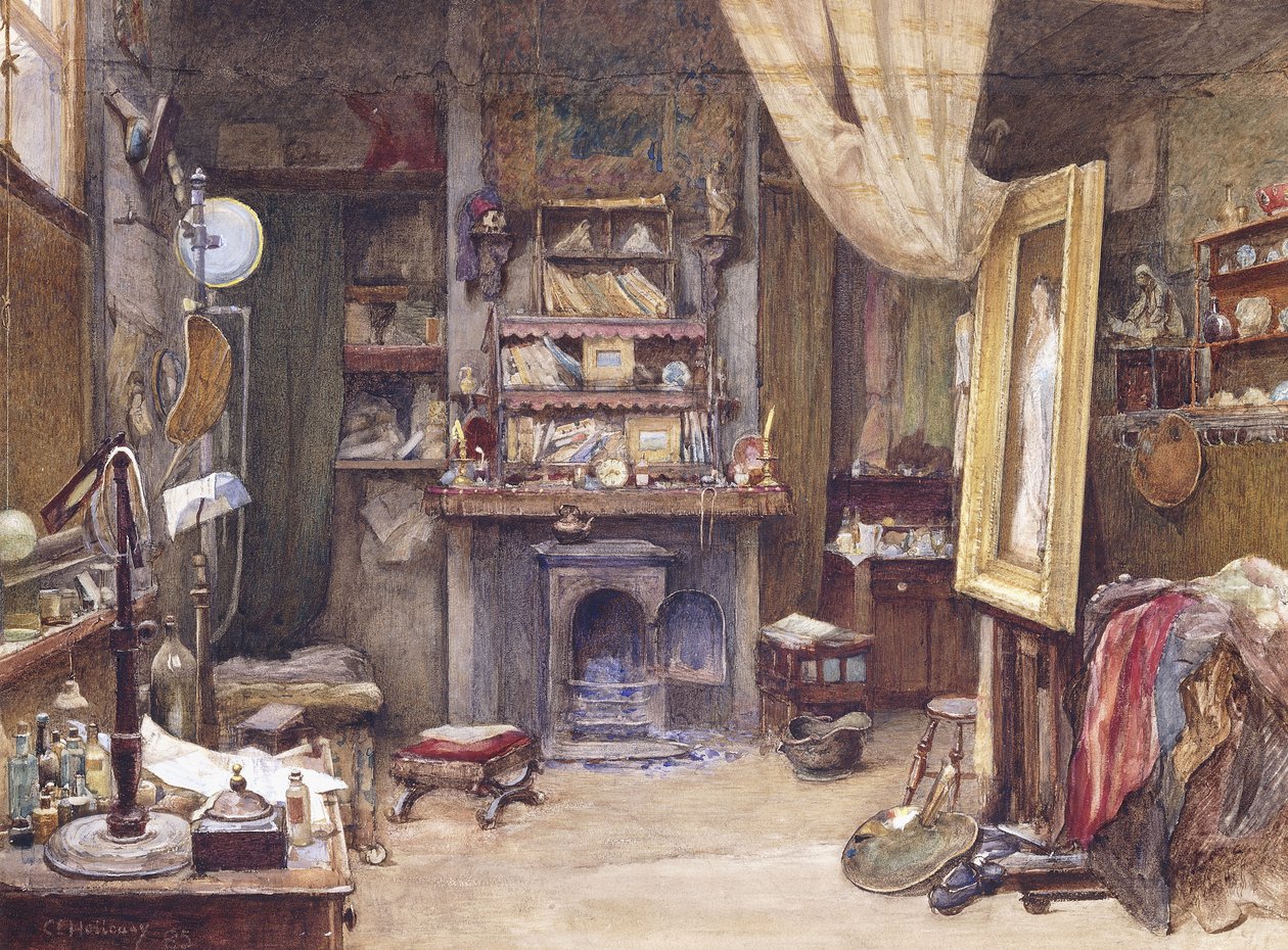 El estudio del artista, 1885 de Charles Edward Holloway