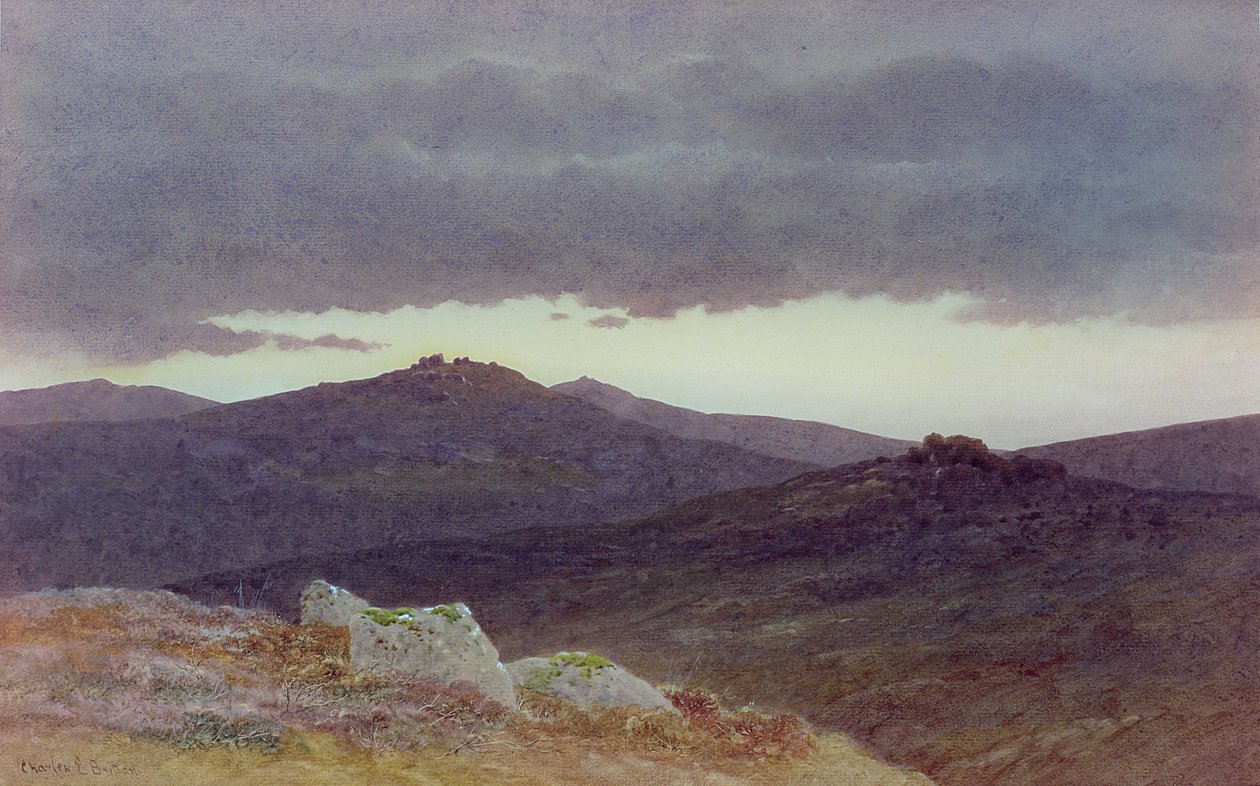 Atardecer en Dartmoor (acuarela sobre papel) de Charles Edward Jr. Brittan