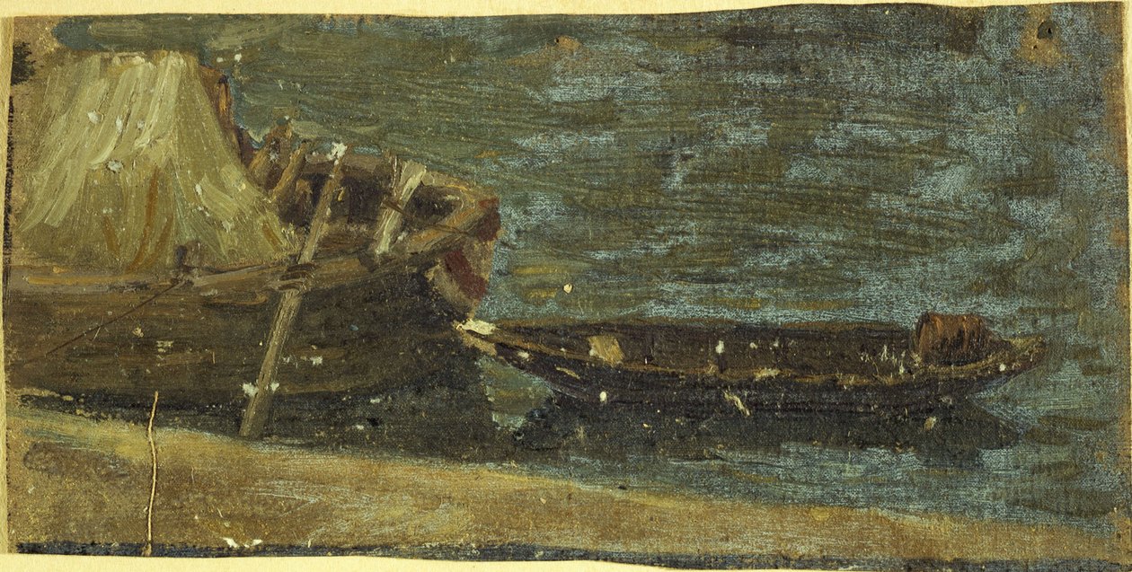 Barcos amarrados, hacia 1870 (óleo sobre lienzo) de Charles Emile Cuisin