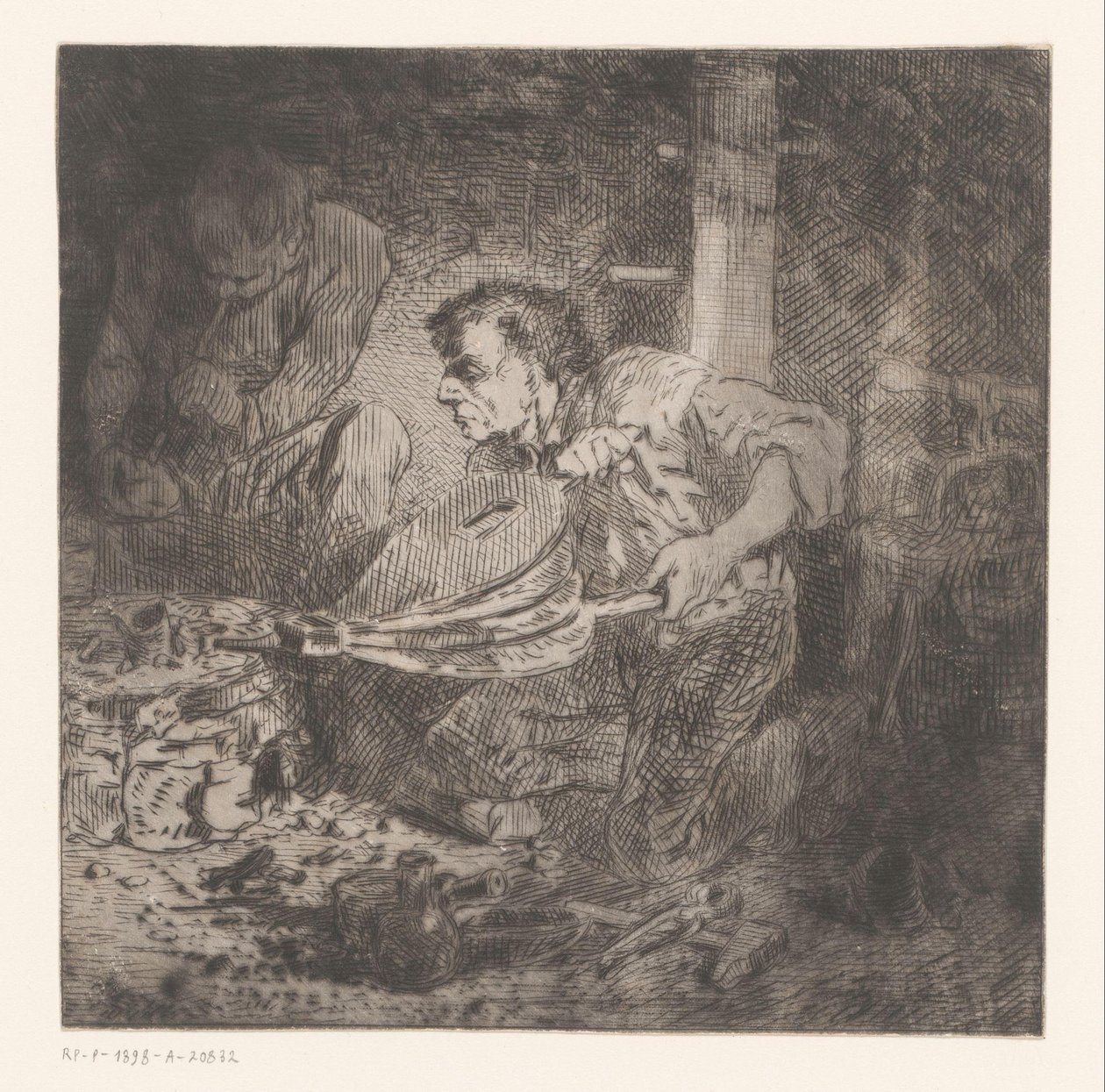 Herrero con fuelle de Charles Emile Jacque (attributed to)