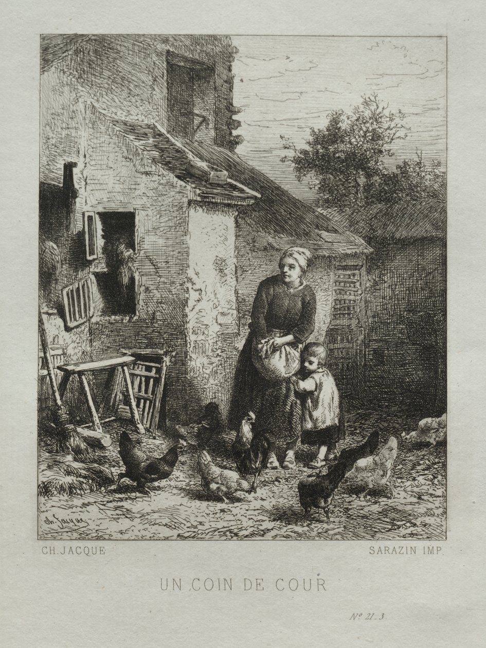 Un rincón del patio de Charles Emile Jacque
