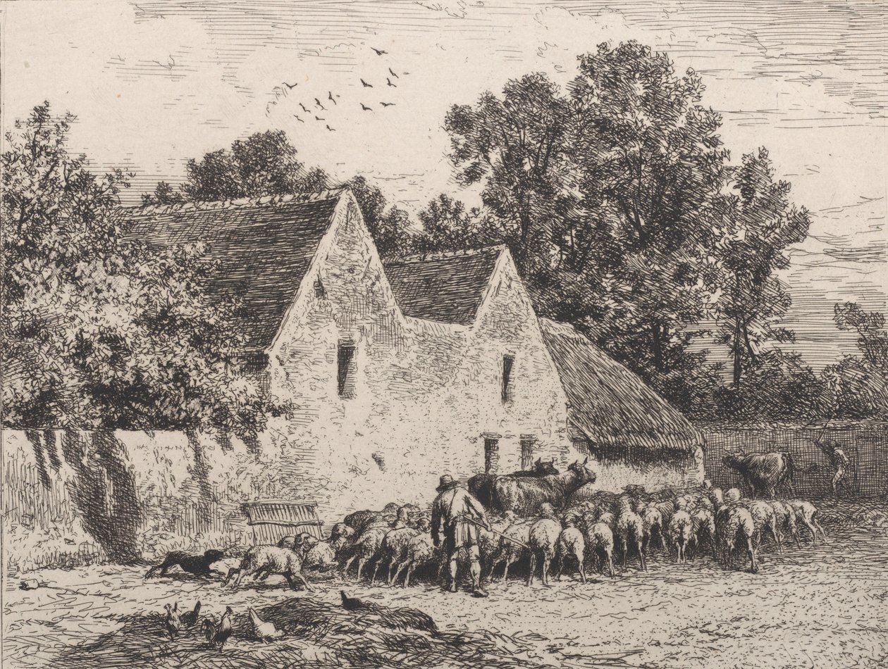 Una granja, 1864 de Charles Emile Jacque
