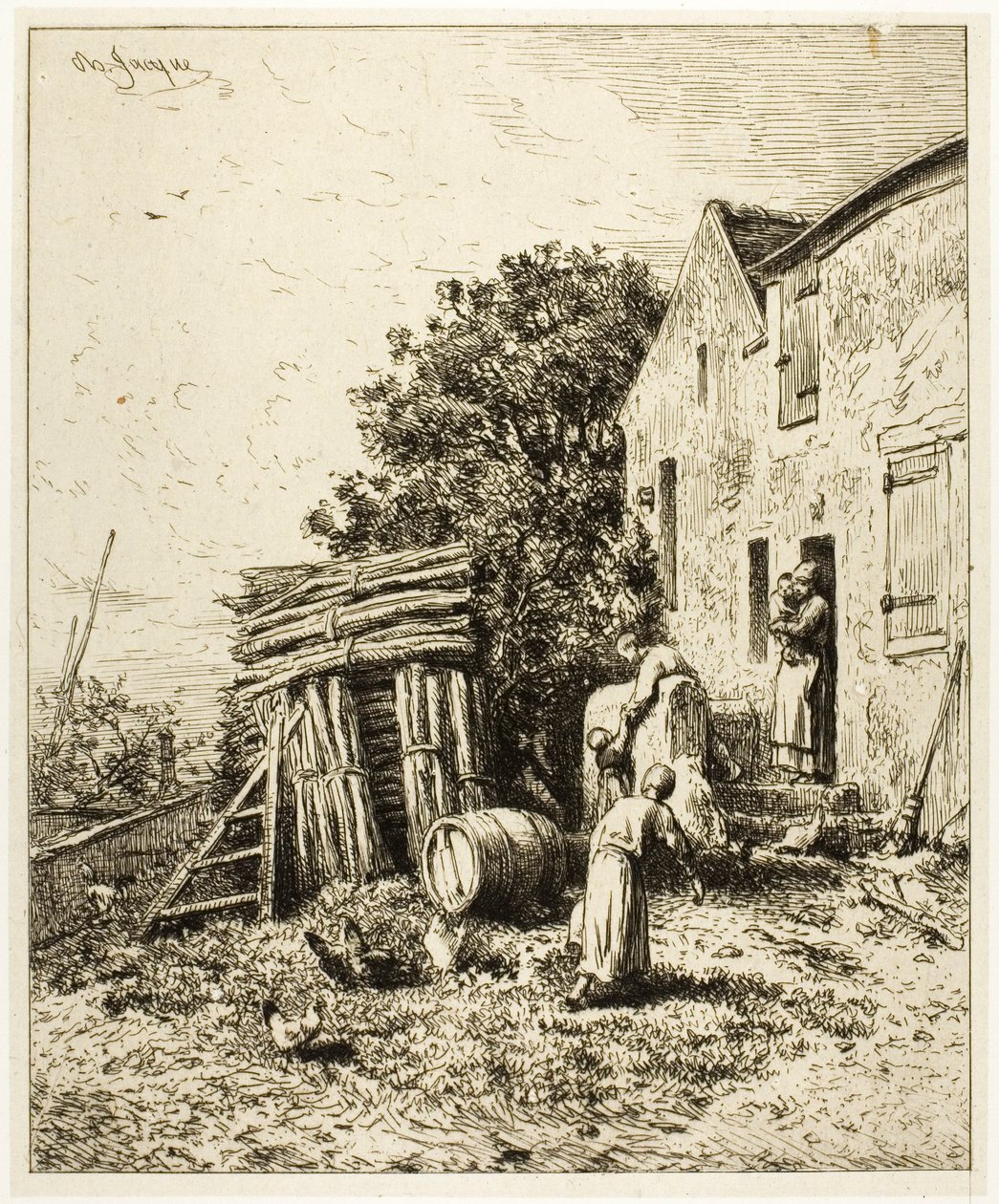 Una vivienda rústica de Charles Emile Jacque