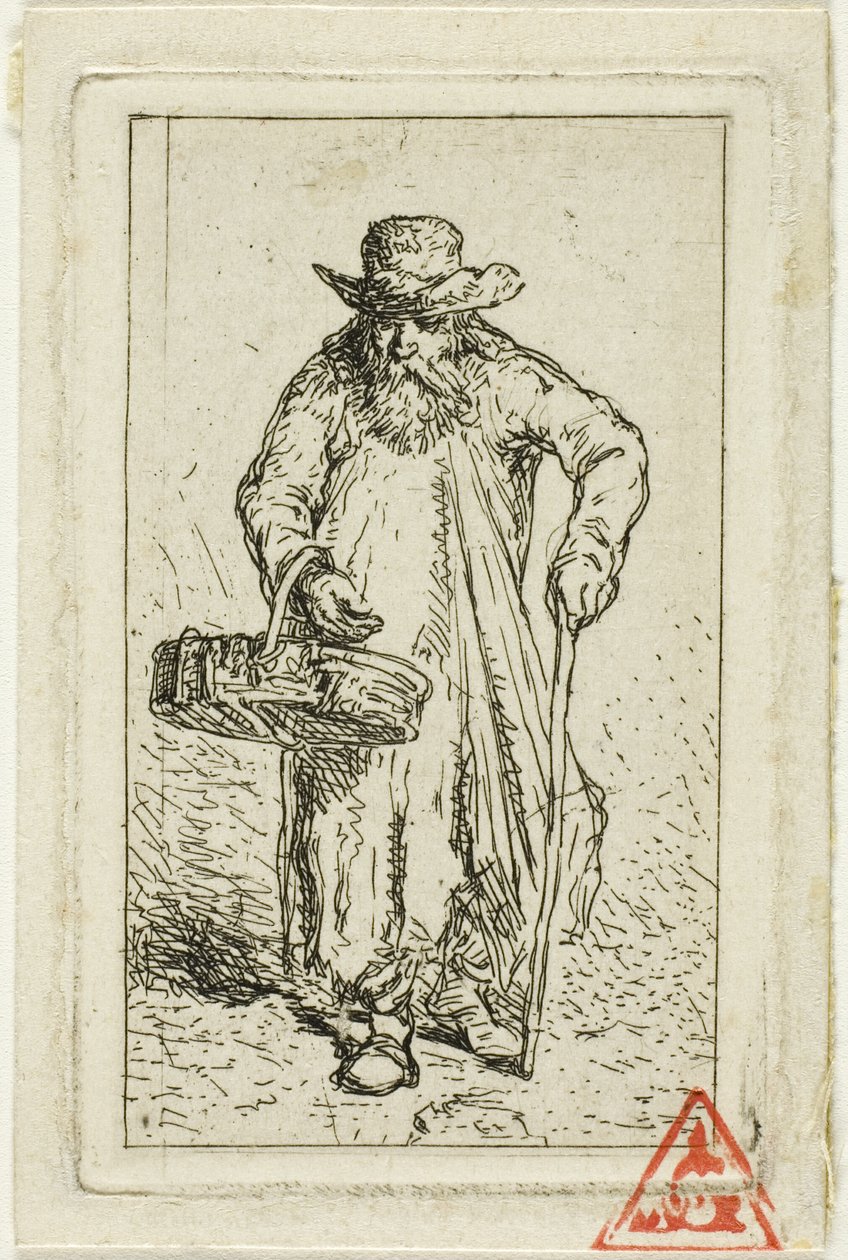Mendigo con cesta de Charles Emile Jacque