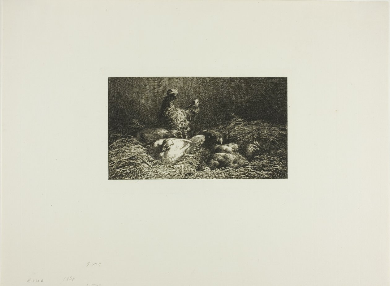 Gallinas en su gallinero de Charles Emile Jacque