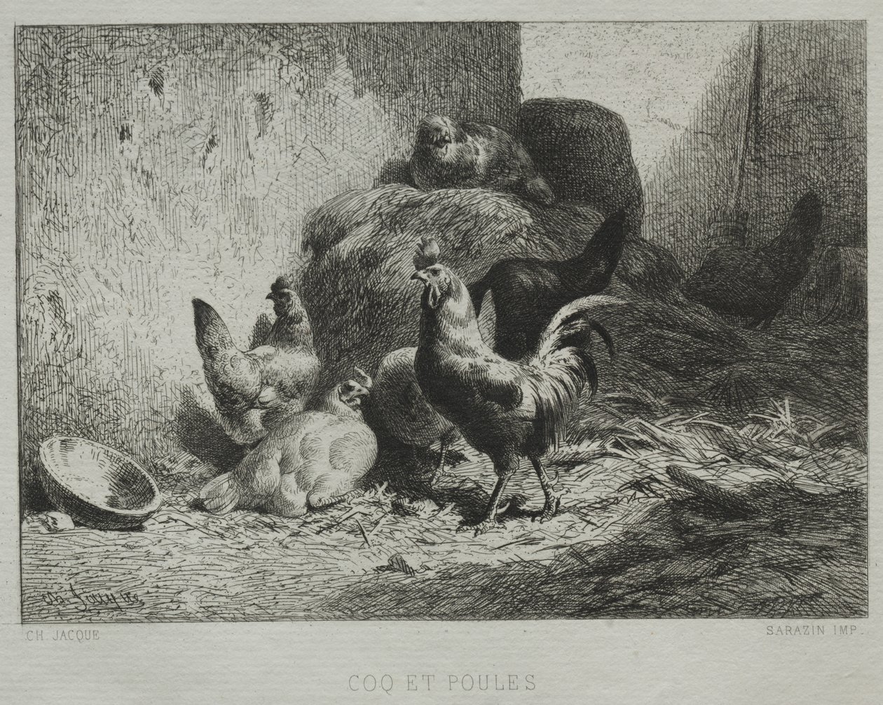 Gallo y gallinas de Charles Emile Jacque