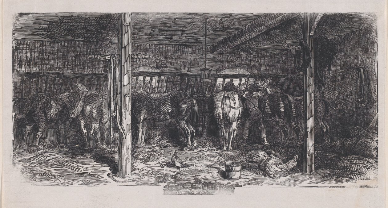 Diciembre del Álbum de Temas Rústicos, 1859 de Charles Emile Jacque