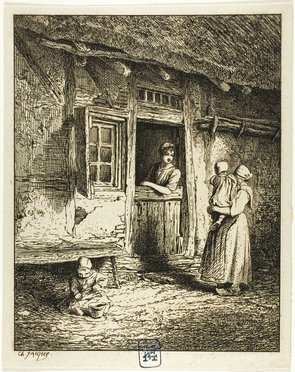 Entrada a la casa de un campesino de Charles Emile Jacque