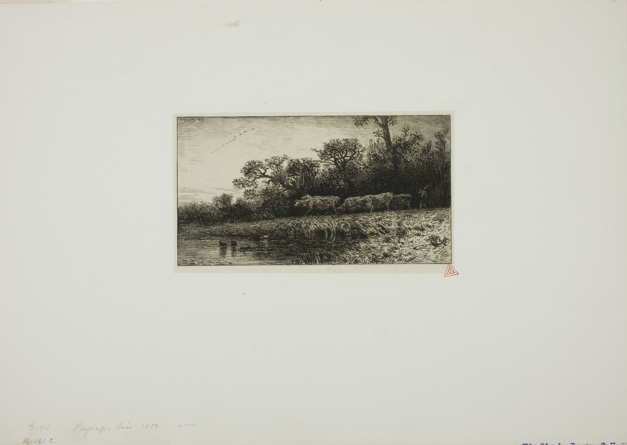 Paisaje vespertino de Charles Emile Jacque