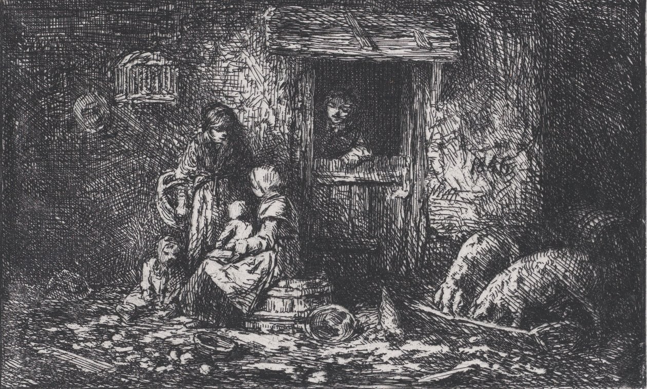 Puerta a la granja, ca. 1850 de Charles Emile Jacque
