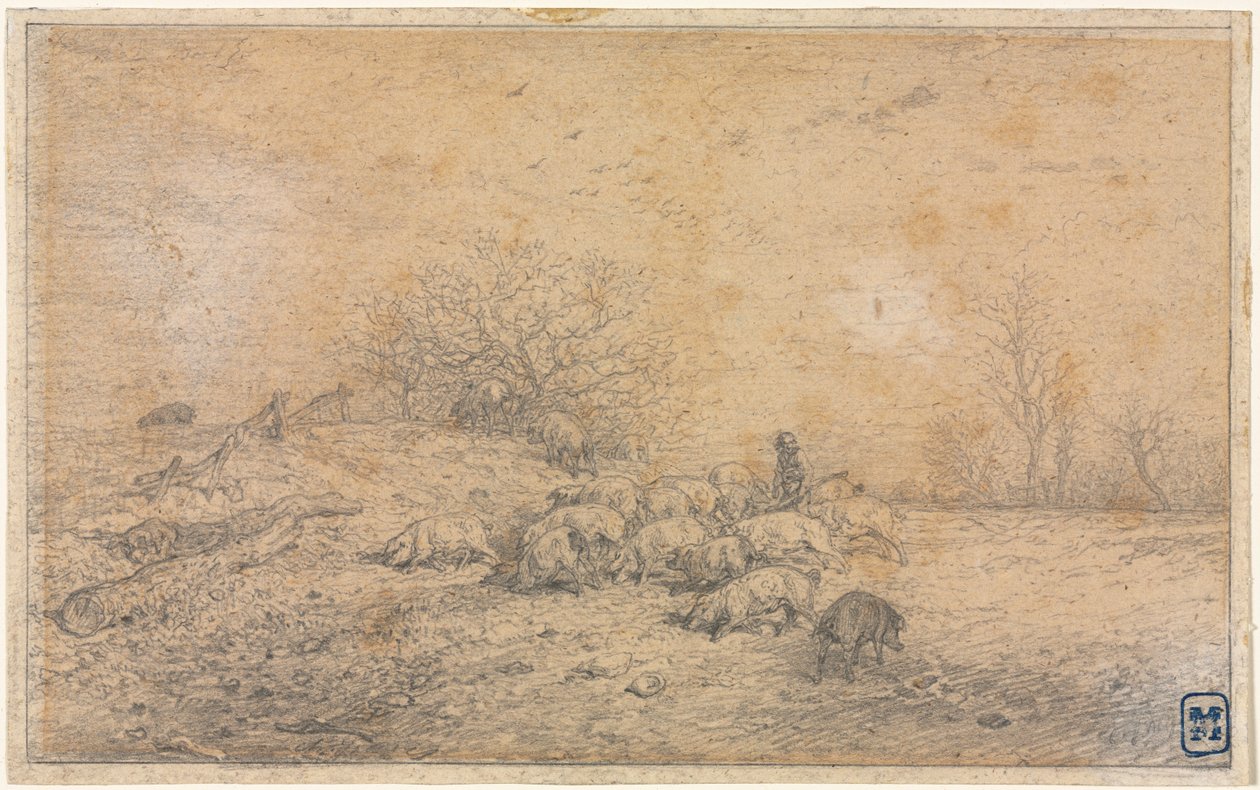 Manada de Cerdos, c. 1845 de Charles Emile Jacque