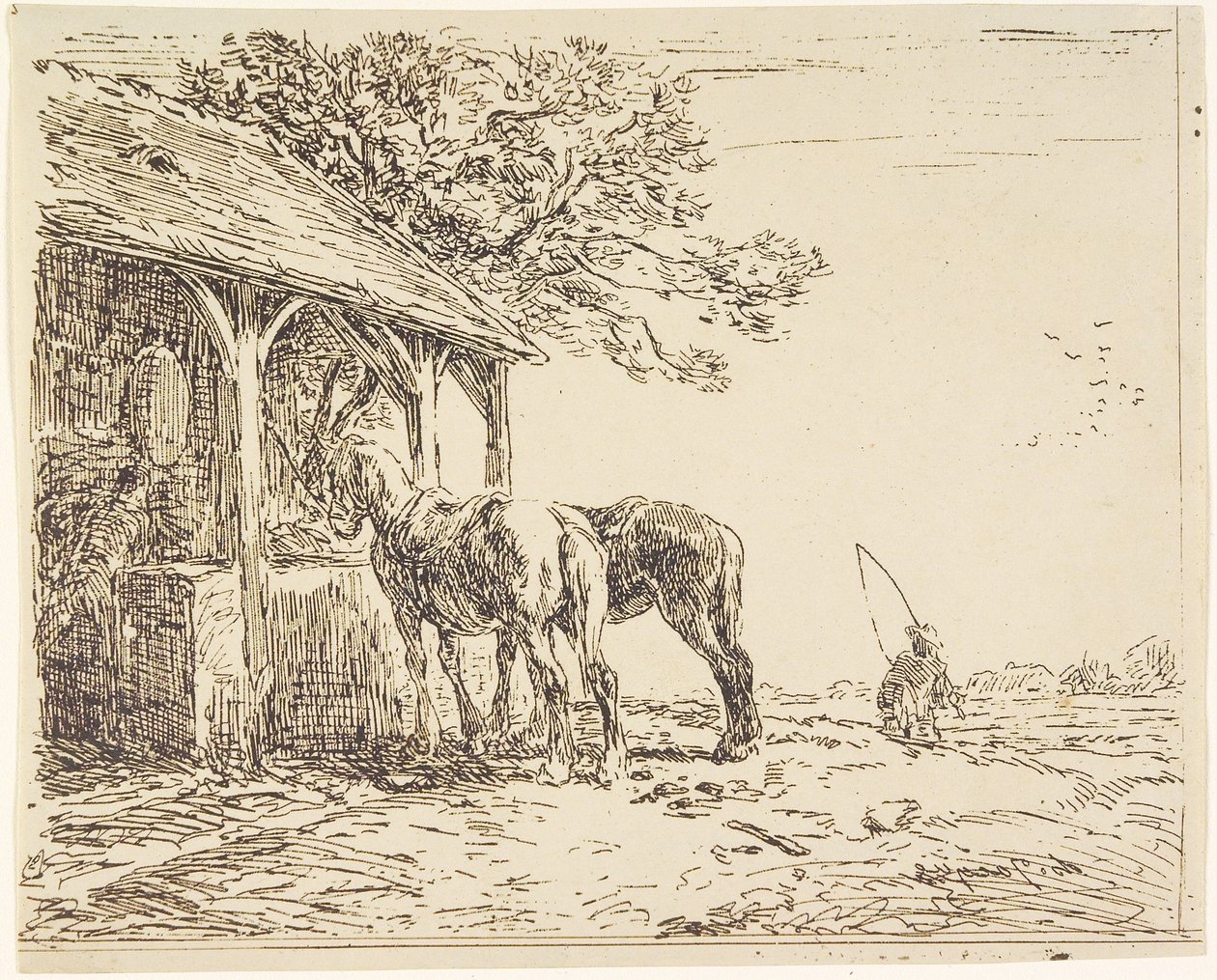 Caballos en un establo, siglo XIX de Charles Emile Jacque