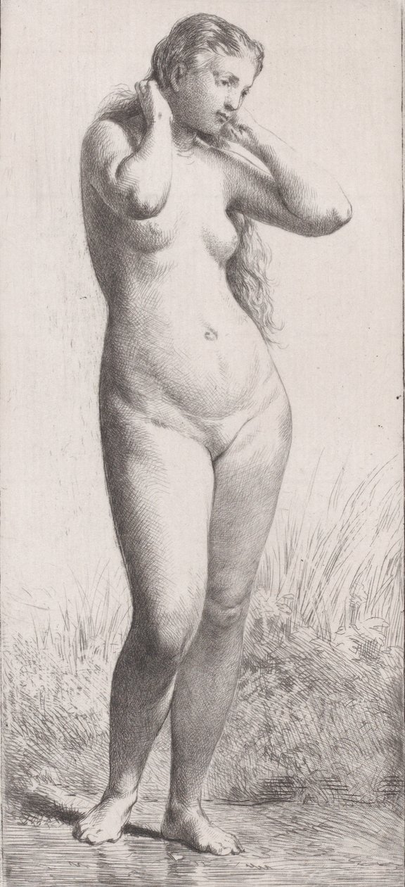 Joven mujer en el baño, 1866 de Charles Emile Jacque