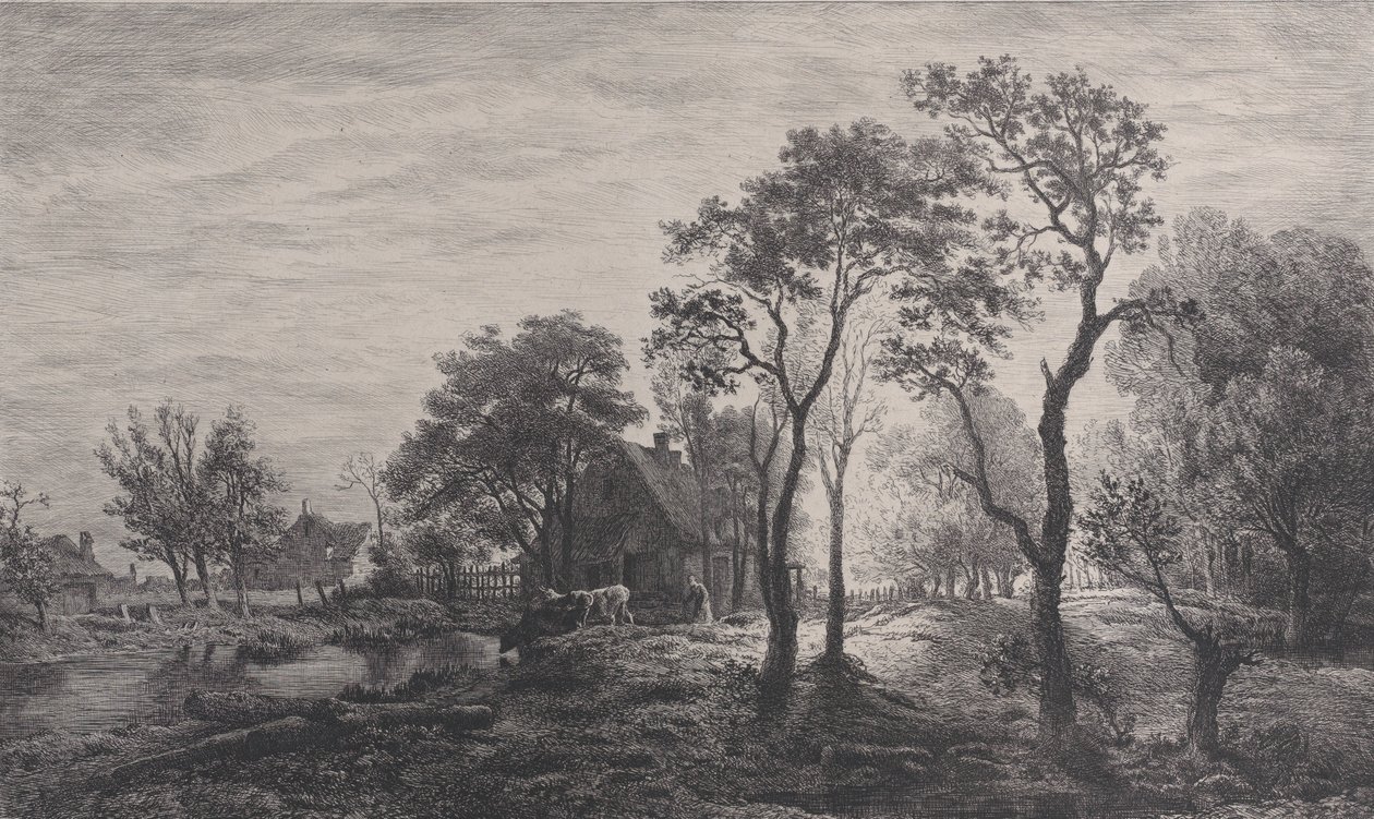 Paisaje, después de un boceto de Eglon van der Neer, 1862 de Charles Emile Jacque