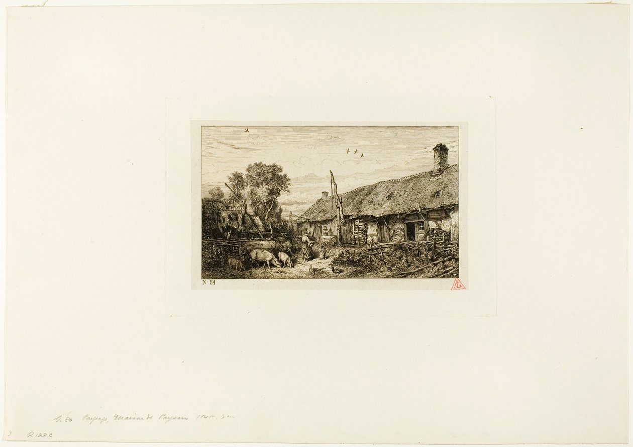 Paisaje con casa campesina de Charles Emile Jacque